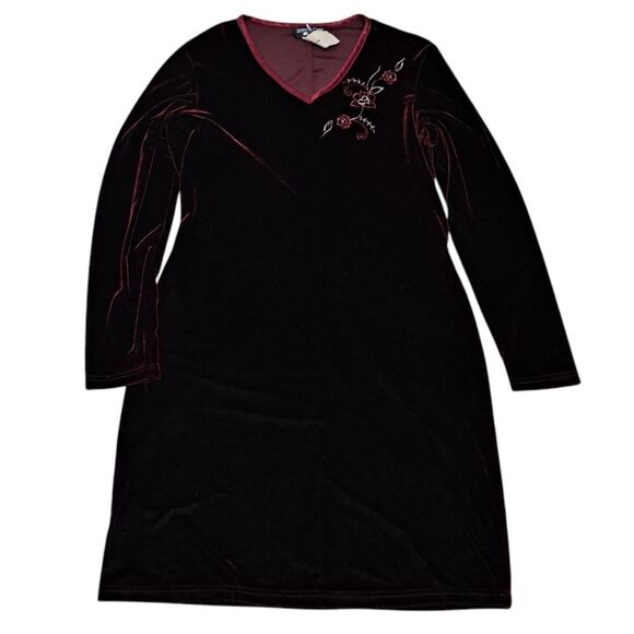 Vintage Danielle Casey Floral Embroidered Whimsygoth Velvet Witchy Dress Sz 14 - Picture 1 of 13